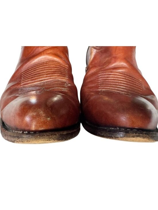 VTG Tony Lama Mens Size 10.5 B Cognac Brown Leather Western Cowboy Boots #5084 main image 6